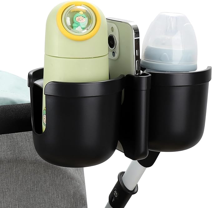 Accmor Stroller Cup Holder with Phone Holder, Universal Cup Holder for Uppababy Nuna Doona Strollers, 2-in-1 Bottle Phone Holder for Bike, Wheelchair, Walker, Scooter-CubbioJoy