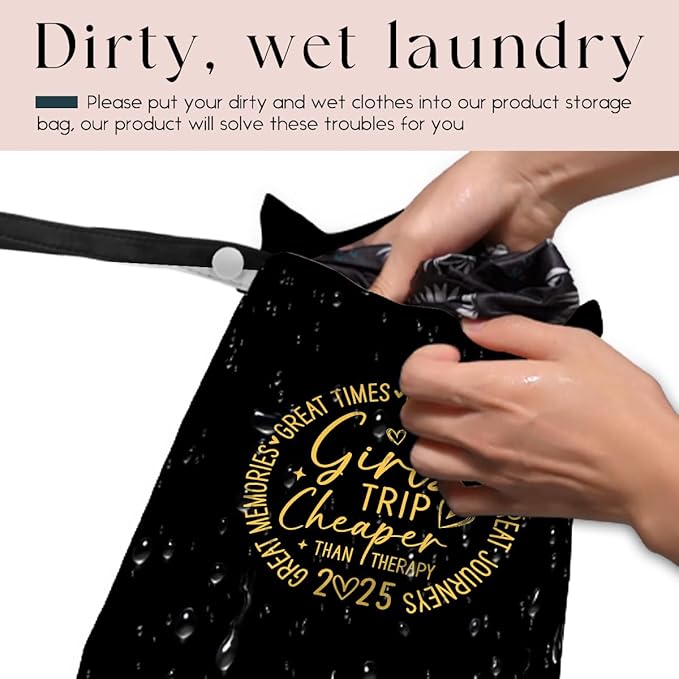 Girls Trip Gifts Wet Dry Bag, Beach Bag Wet Bag Favors, for Swimsuit Toiletry Travel Essentials For Women Aloha Bags, Beach Travel Gym Laundry bags for Dirty Diaper Swimsuit Gifts (Black)-CubbioJoy