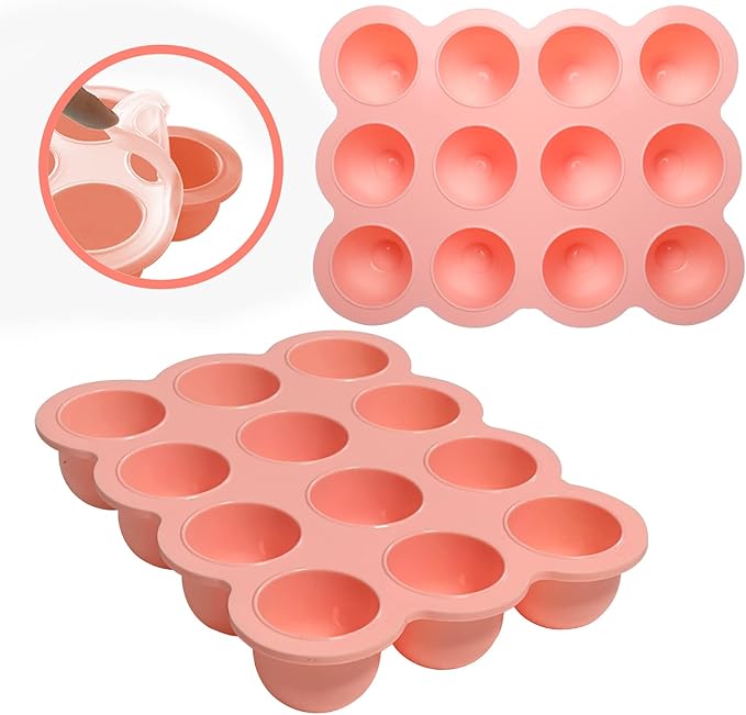 12x1.5oz Baby Food Freezer Tray with Clip Lid Gossamer Pink | Food Grade Silicone Storage Containers for Purees & Vegetables-CubbioJoy