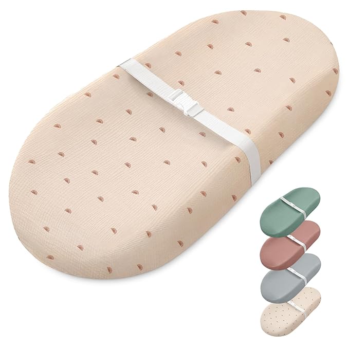 Blissful Diary Muslin Baby Changing Pad with Waterproof Lining Foam, Diaper Changing Table Pad with Cover for Dressers (Sunshine, Avocado)-CubbioJoy