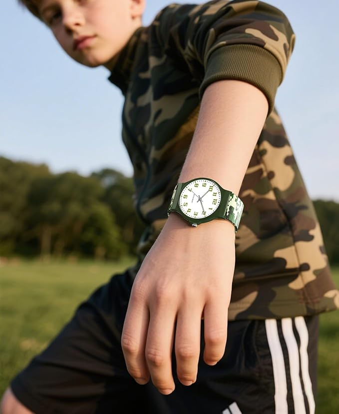 Kids Analog Watch Boys Girls, 30M Waterproof, Sports Watch for Boys, Easy to Read Children's Thin Dial Wrist Watches with Soft Band, for Ages 5-15 Kids Great Birthday Gifts Christmas Day-CubbioJoy