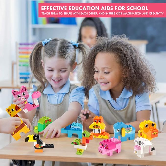 Animals Building Blocks Set, 122 Pieces Animal Building Toy Kit with Storage Box for Kids Ages 3 4 5 6 Years, Creative STEM Educational Preschool Toys for Toddlers Boys Girls Christmas Birthday Gift-CubbioJoy