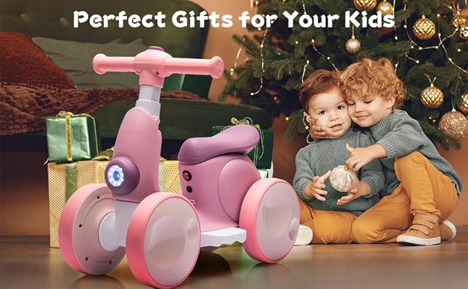 6V Electric Baby Balance Bike with Bubble Machine,4 in 1 Toddler Balance Bike w/Remote for 1 Year Old Boys Girls Kids Bubble Bike Ride on Toys w/Powered Motor,Music,LED Lights (Purple)-CubbioJoy