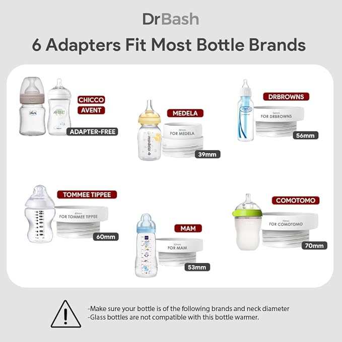DrBash Portable Bottle Warmer for Travel, Leak-Proof Travel Baby Bottle Warmer with Fast Heating for Breastmilk, Safety Material Baby Bottle Warmer for Dr. Brown, Medela, Tommee Tippee, ComoTomo,-CubbioJoy