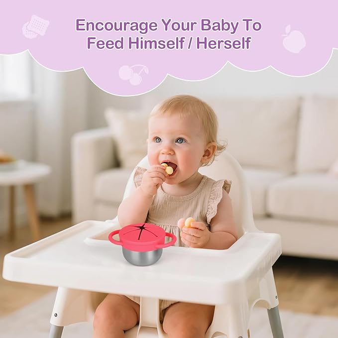 2 Pack Snack Cups for Toddlers Spill Proof - Detachable Stainless Steel Toddler Snack Cups with Silicone Lids & Handles - Dishwasher Safe Baby Snack Containers for Mess-Free Snacking (Red and Purple)-CubbioJoy