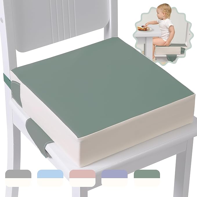 Booster Seat for Kitchen Chair with Adjustable Straps, Toddler Booster Seats for Dining Table Portable for Travel Camping Eating, Booster Cushion for Table for Baby Child Infant Kid Boy Girl-CubbioJoy