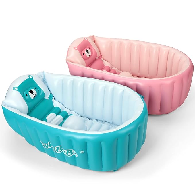 Inflatable Baby Bath Tub Portable Foldable Travel Mini Swimming Pool Helps Infants to Toddler Tub (Pink)-CubbioJoy