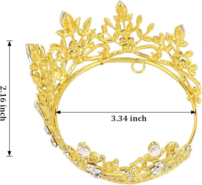 CAVETEE Mini Crown Cake Topper, Small Princess Tiara Crystal Crown Flower Bouquets Accessories for Cake Topper, Flower Arrangements and Decorations (gold)-CubbioJoy