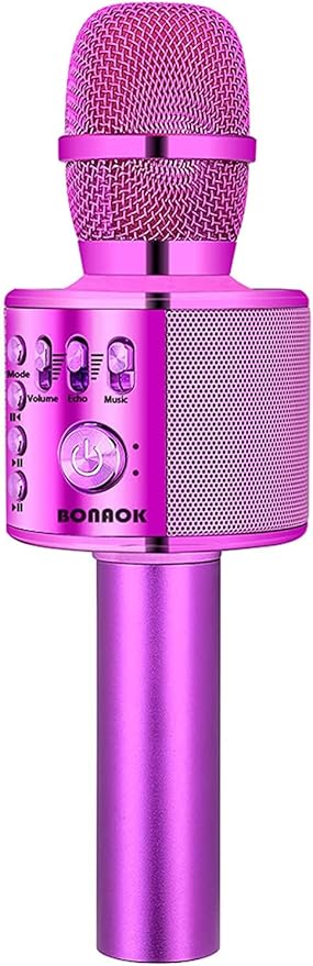 BONAOK Wireless Bluetooth Karaoke Microphone,3-in-1 Portable Handheld Karaoke Mic Speaker Machine Birthday Home Party for PC or All Smartphone (Q37 Purple)-CubbioJoy