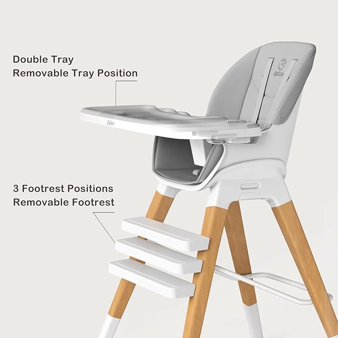 8 in 1 Highchair, Convertible Wooden Baby High Chair with Tray, Adjustable High Chair for Babies and Toddlers, Easy to Clean, Grow with Family|Booster|Learning Table|High Stool-CubbioJoy
