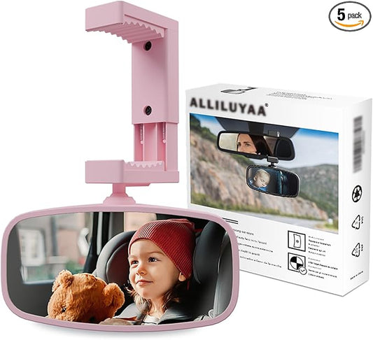 360-Degree Baby Car Mirror for Rear-Facing Seats,Kids Safety Mirrors with Tool-Free Installation,Kids Rear View Mirror BPA-Free Shatterproof & ASTM Certified (Adjustable 14"-22") (PINK)-CubbioJoy