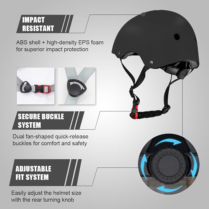 Kids Bike Helmet and Pads Set for Ages 2–14, CPSC Certified Adjustable Helmet with Knee Elbow Wrist Guards, for Skateboard, Scooter, Skating, Rollerblading, Multi-Sport Protective Gear-CubbioJoy