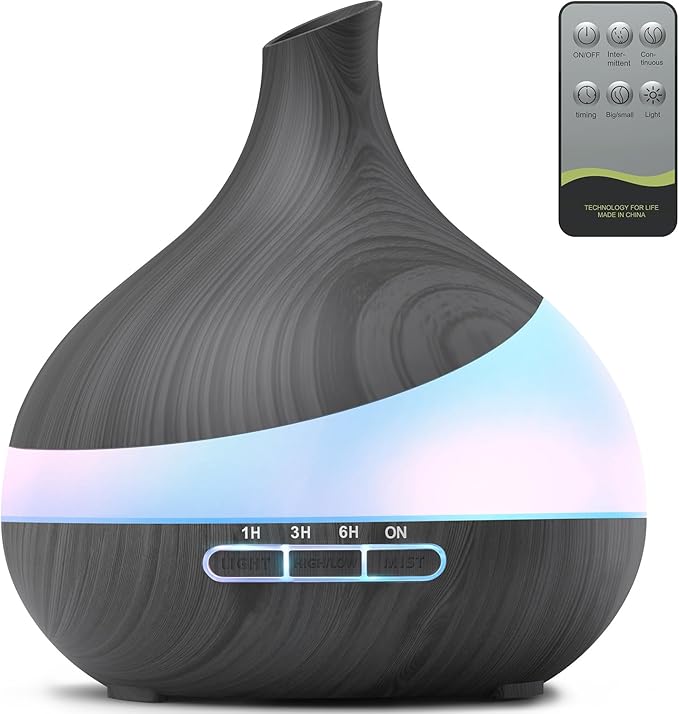 500ML Essential Oil Diffuser: Aroma Diffuser with Remote Control for Hotel Spa Yoga Room - Humidifiers for Bedroom with 14 Colors LED Night Light for Kids/Women Home Relaxation-CubbioJoy