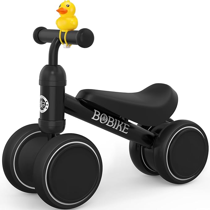 Baby Balance Bike Toys for 12-36 Months Kids Toy Boy and Girls Gifts Toddler Best First Birthday Gift Children Walker No Pedal Infant 4 Wheels Bicycle (Classic, Black)-CubbioJoy