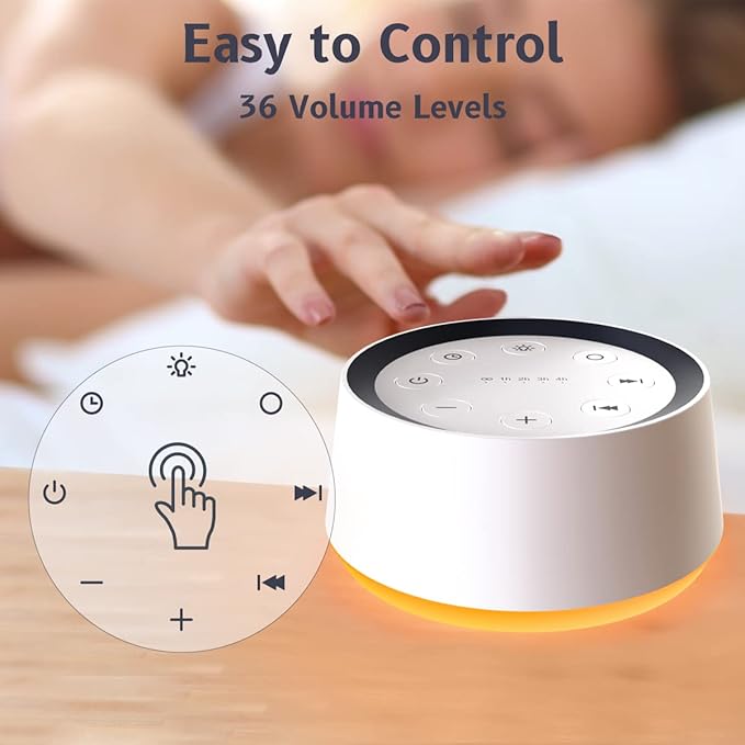 Brown Noise Sound Machine with 30 Soothing Sounds 12 Colors Night Light White Noise Machine for Adults Baby Kids Sleep Machines Memory Function 36 Volume Levels 5 Timers for Home Office Travel-CubbioJoy