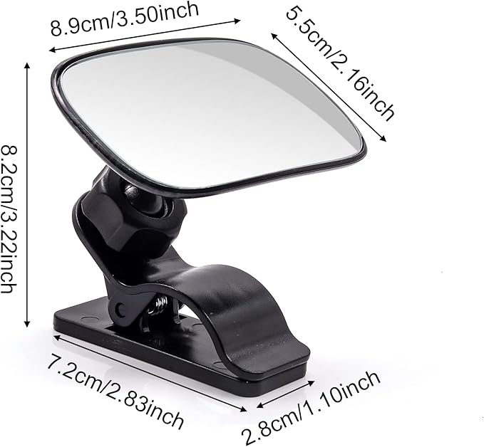 Car Interior Rearview Baby Mirror, Universal Wide Angle Convex Mirrors Clip On Mirror for Infant Toddler Child Backseat, 360° Freely Adjustable. (Black)-CubbioJoy