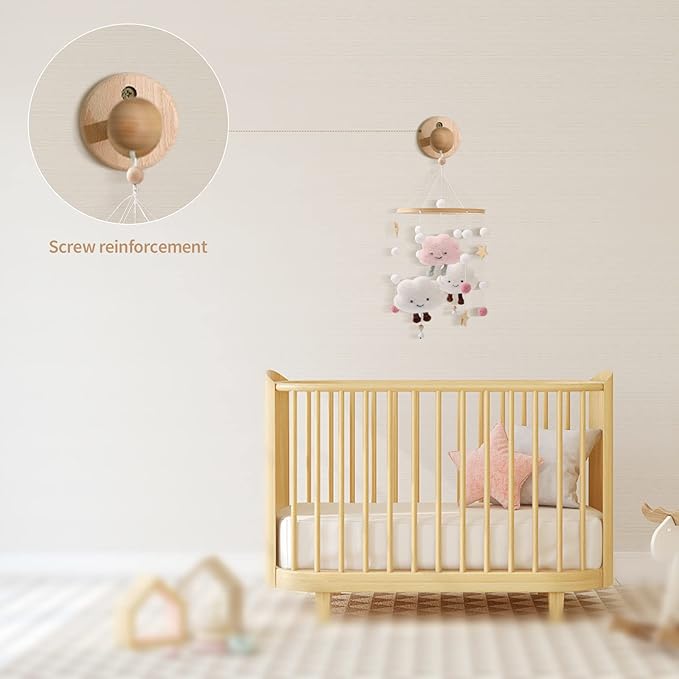 Baby Crib Mobile Arm,HBM Wooden Mobile Arm for Crib Mobile Hanger for Crib Baby Girl Nursery Decor-CubbioJoy