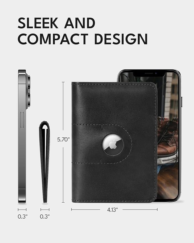 ALLIVE Passport Holder for Travel, Genuine Leather Passport Holder with Airtag Women Men,Travel Must Haves Airport Essentials, Passport Cover Travel Gifts Black-CubbioJoy