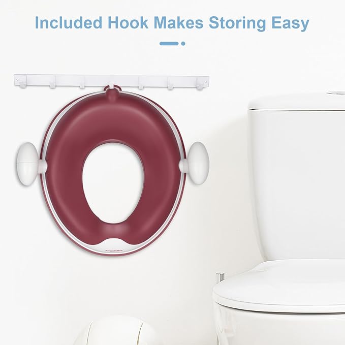 ANGELBLISS Baby Potty Training Toilet Seat with Soft Cushion Handles, Haute Collection, Double Anti-Slip Design and Splash Guard for Boys and Girls (Dark Pink)-CubbioJoy