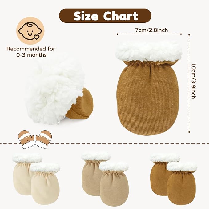 Cute Baby Mittens Newborn, No Scratch Baby Boy Mittens, Baby Girl Hat Gloves for Toddlers, Infant, Newborn-CubbioJoy