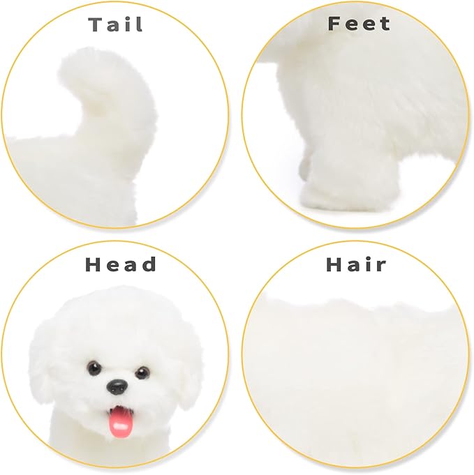 CU-MATE Plush Interactive Maltese Simulation Dog-Realistic Puppy Electronic Toy Dog with Walking/Barking/Wagging Tail/Talking-Like Real Robotic Present-CubbioJoy
