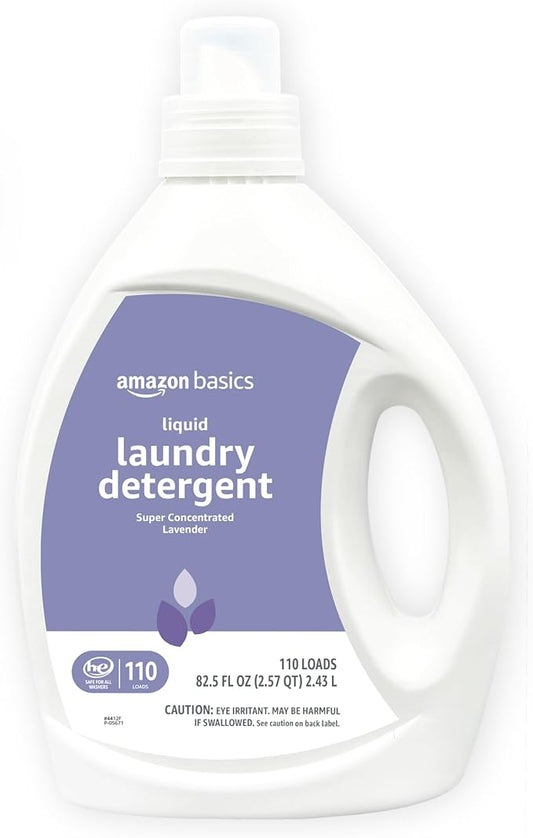 Amazon Basics Concentrated Liquid Laundry Detergent, Lavender, 110 loads, 82.5 Fl Oz (Previously Solimo)-CubbioJoy
