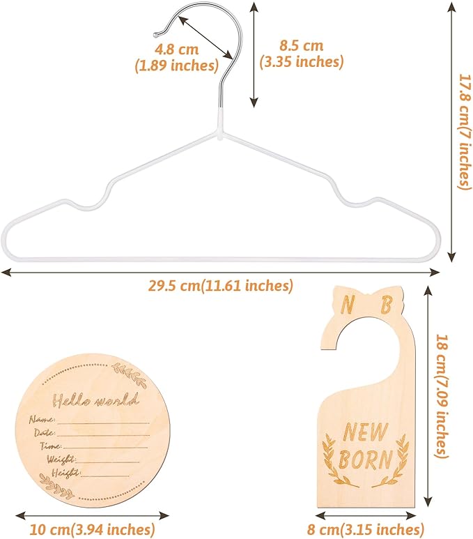 8Pcs Wooden Baby Closet Dividers for Baby Clothes Organizer, and 30Pcs Baby Hangers, Baby Closet Organizer Baby Clothes Dividers for New Mom Dad Parents, 0-24 Months, Large, SL0058-CubbioJoy