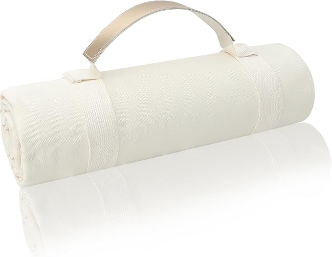 4’9” x 6’3” White Lightweight Water-Resistant Canvas Mat – Picnic, Outdoor, Beach, Park, Camping, Toy Mat-CubbioJoy