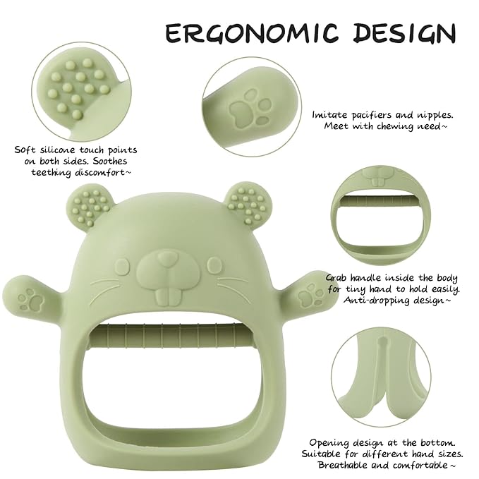 Baby Teething Toys, Teething Toys, Teethers for Babies 3-6 Months, Baby Chew Toys, BPA Free Teether Mitten with Soft Texture for Sensory Exploration and Itching Teething Relief-CubbioJoy