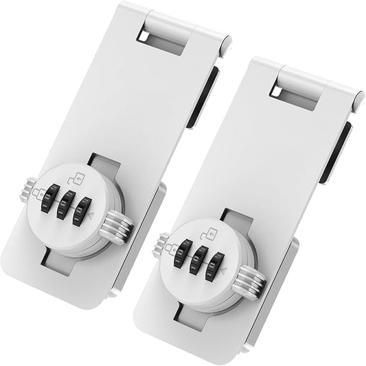Keyless Cabinet Lock with Combination, Locker Code Lock with 3-Digit Combination, Security Door Lock for Drawers, Lockers, Bifold Doors, Small Doors, Closets, Refrigerators (White-2pcs)-CubbioJoy