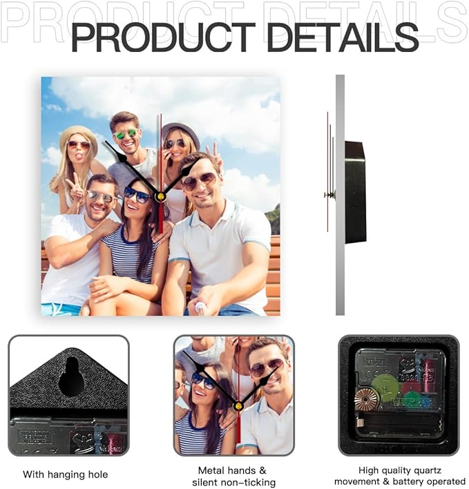 Custom Clocks for Walls Personalized Clocks with Photo Text Logo Customize Gifts for Kitchen Bathroom Home Creative-CubbioJoy