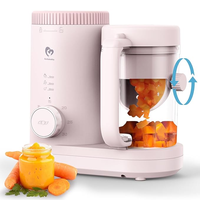 Baby Food Maker Bellababy Baby Food Processor, Puree Blender Steamer with Reversible Steam Basket, One Button Easy Operation & Large Opening for Easy Cleaning-CubbioJoy