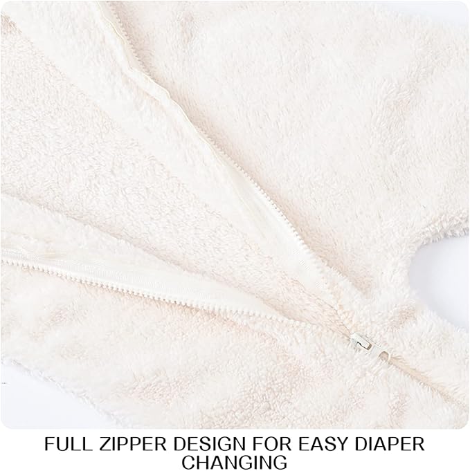 Baby Fleece Jumpsuits Infant Bear Ear Snowsuit Newborn Hooded Romper Warm Coat-CubbioJoy