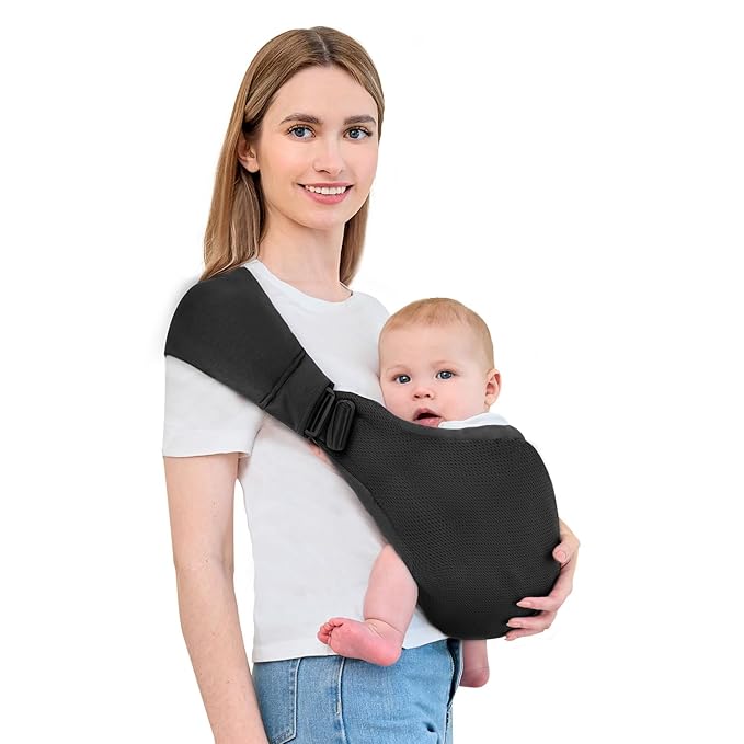 Baby Sling Carrier,Baby Carrier Newborn to Toddler,Toddler Carrier,Portable Lightweight & Spreadable Shoulder Straps(Black)-CubbioJoy