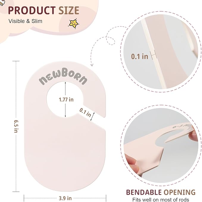 Baby Closet Dividers, Double Sided Nursery Clothes Size Separators for Newborn to 2T, Round, Neutral, 8 Pcs-CubbioJoy