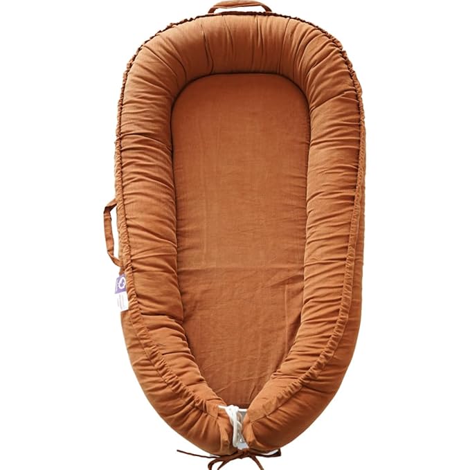 Infant Lounger, Baby Nest Cover for Baby Girls & Boys, Newborn Essentials for Baby 0-18+ Months, 100% Cotton Breathable (GoldenBrown, Corduroy)-CubbioJoy