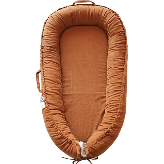 Infant Lounger, Baby Nest Cover for Baby Girls & Boys, Newborn Essentials for Baby 0-18+ Months, 100% Cotton Breathable (GoldenBrown, Corduroy)-CubbioJoy