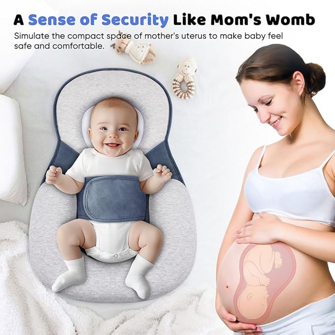 Baby Lounger Pillow, Adjustable Strap Incline Cushion for Breastfeeding & Bottle Time for Tummy Play-CubbioJoy