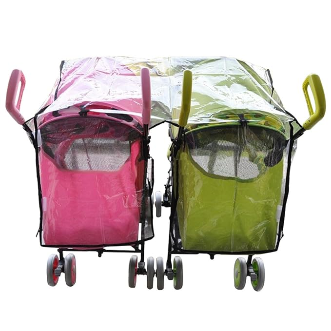 Aligle Twin Stroller Raincoat Universal Size Side by Side Stroller Weather Shield, Baby Rain Cover/Wind Shield-CubbioJoy