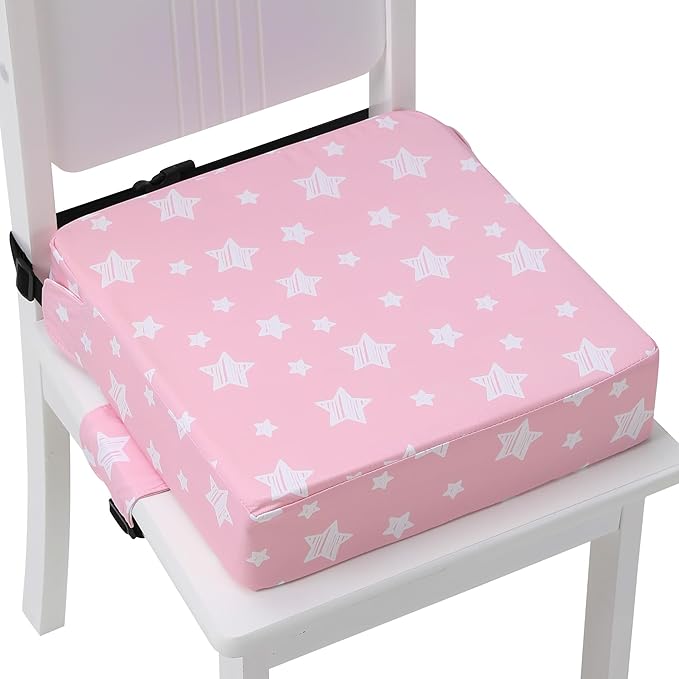 Booster Seat for Kitchen Chair with Adjustable Straps, Toddler Booster Seats for Dining Table Portable for Travel Camping Eating, Booster Cushion for Table for Baby Child Infant Kid Boy Girl-CubbioJoy