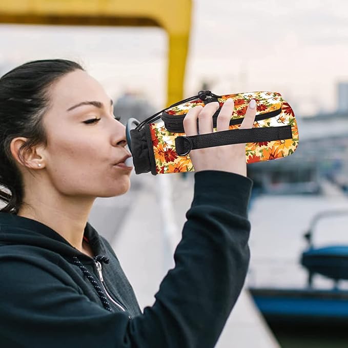 25/32/40/64oz Water Bottle Bag Holder Carrier-Insulated Crossbody Sling Case Sleeve with Strap & Pockets for Men Women Gym Cycling Travel Walking Hiking Camping-CubbioJoy