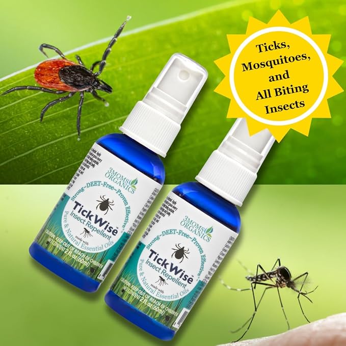 3 Moms Organics, TickWise 2oz Extra Strength Happy Campers 2-Pack - DEET- Free, Tick and Insect Repellent, Plant Based Essential Oils, All Natural Ingredients, Safe for Kids, Adults, Dogs & Horses-CubbioJoy