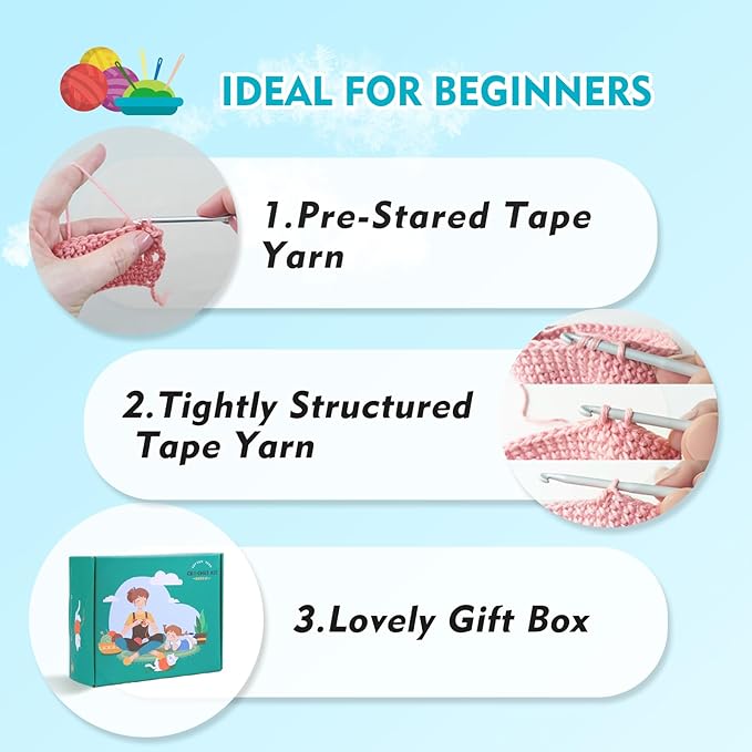 Crochet Kit for Beginners,Crochet Starter Kit with Step-by-Step Video Tutorials,DIY Crochet Animal Kits for Adults Kids,Complete Kit Included(2PCS Turtle)-CubbioJoy