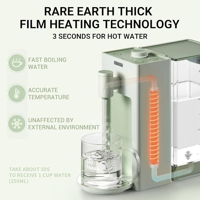 BUYDEEM S9013 Instant Hot Water Dispenser, Countertop Water Boiler & Warmer for Tea, Coffee and Baby Formula, Adjustable 8 Temperatures & 5 Water Outputs, 3L Water Tank(102oz), Green-CubbioJoy