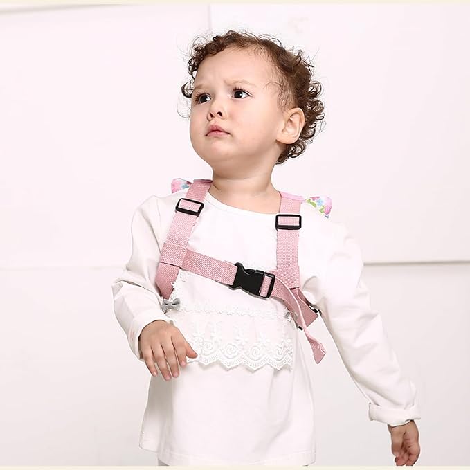 Anti Lost Toddler Harness - Butterfly Baby Leash and Wrist Link with Lock, Child Walking Harness Assistant for Girls, Cute Traction Safety Leash for Kids, Holiday Travel Christmas Gift, Pink-CubbioJoy