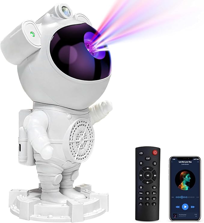 Astronaut Galaxy Projector-Star Projector,Bluetooth Speaker,White Noise, Star and Moon Galaxy Lights for Bedroom with Timer and Remote, Nebula Night Light 360° Adjustable, Starry Space Ceiling Lamp-CubbioJoy
