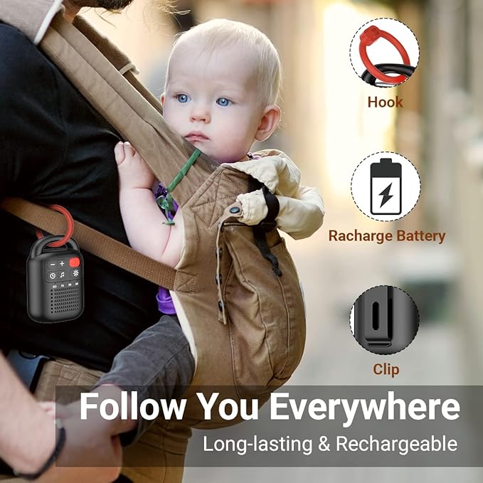 ColourNoise Portable Sound Machine White Noise Machine Rechargeable with 30 Soothing Sounds Adjustable Volume Night Light 4 Timer Functions Compact Suitable for Baby Kids Adults Sleep and Travel-CubbioJoy