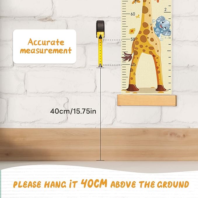 Customize Name Growth Chart Wall, Funny Giraffe Premium Canvas Removable Height Chart for Kids, Height Measurement for Wall, Unisex Kids Room Wall Decor, Measuring Height Charts-CubbioJoy