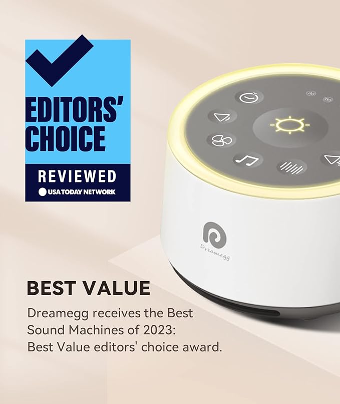 Dreamegg D1 Sound Machine - White Noise Machine with Baby Night Light for Sleeping, High Fidelity Sounds, Timer & Memory Feature, Sound Machine for Baby Adults, Home, Office, Travel (White)-CubbioJoy