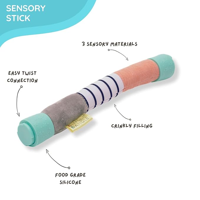 DINGLE DANGLE - Diaper Changing Distractor - Diaper Changing Helper Headband, Baby Mobile, & Sensory Rattle. Newborn Essentials Must Haves - Great Baby Registry or Shower Gift - Featured on Shark Tank-CubbioJoy